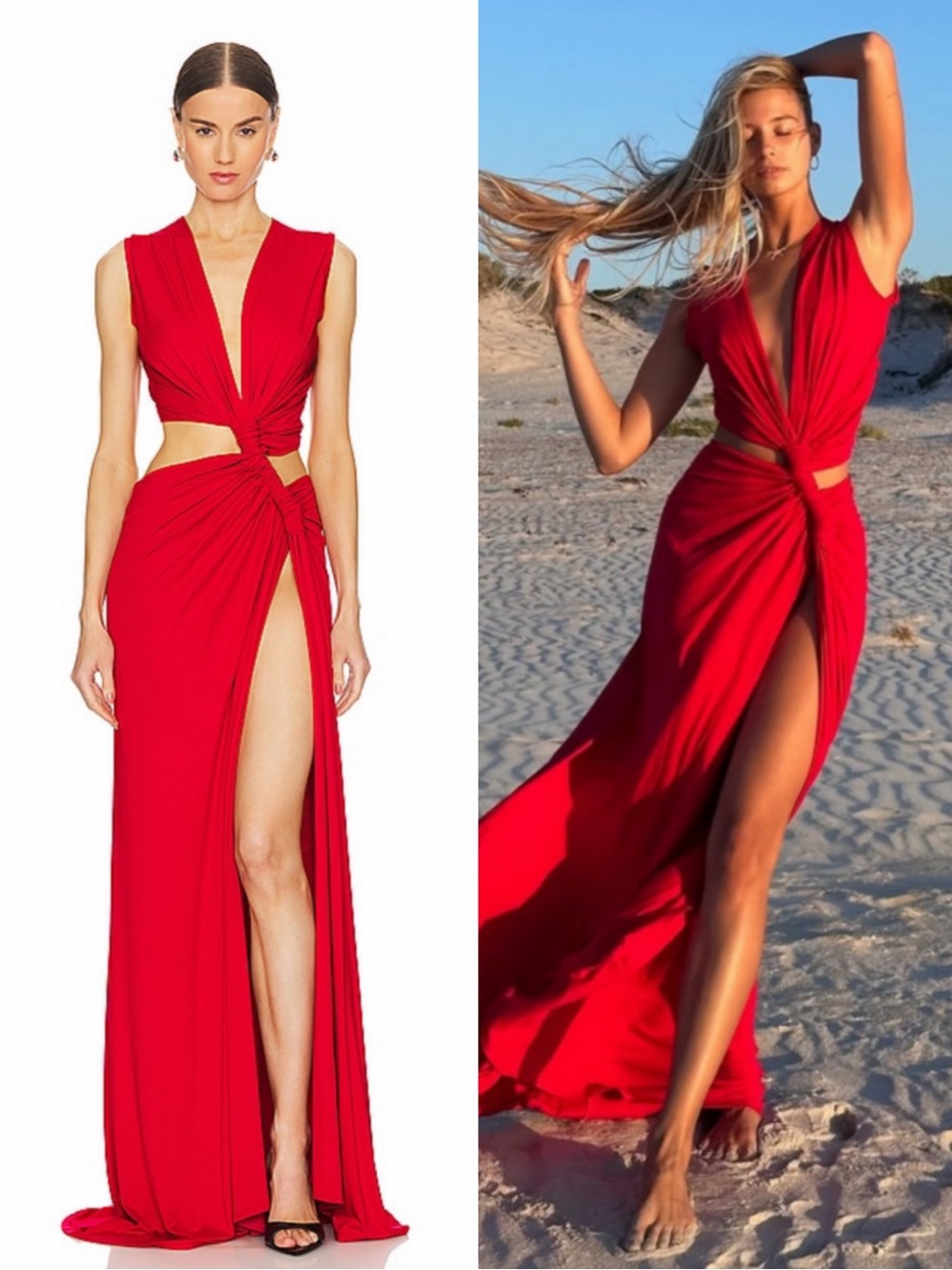 Sid Neigum Triple Loop Knit Maxi Dress in Red Size Small